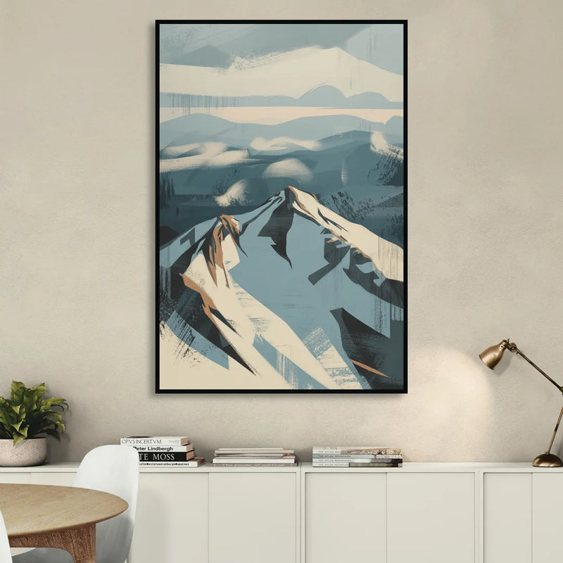 Grouse Mountain Snow View Living Room - Black Canvas Wall Art
