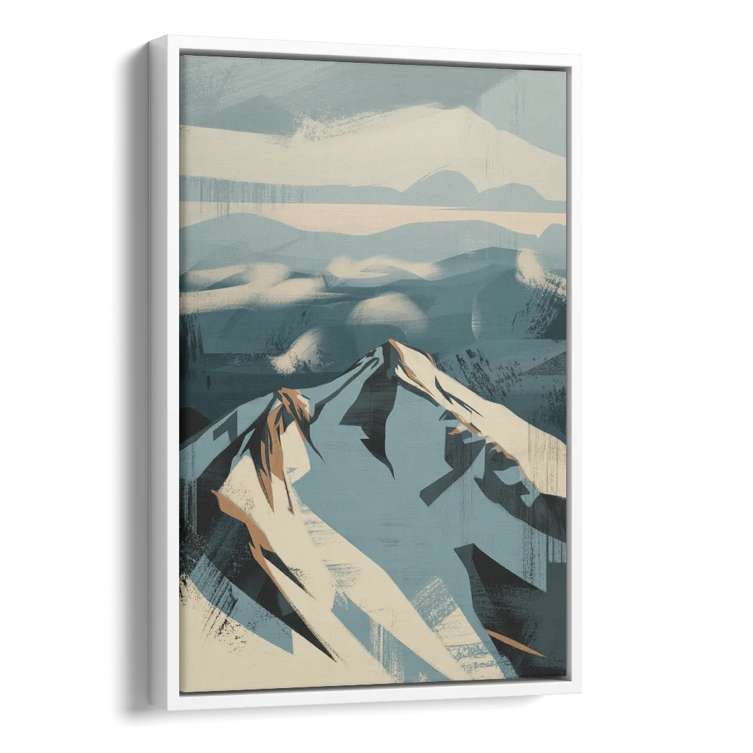 Grouse Mountain Snow View Side - White Canvas Wall Art