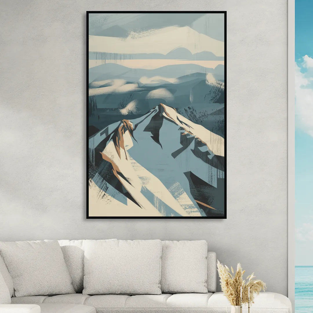 Grouse Mountain Snow View Sitting Room - Black Canvas Wall Art