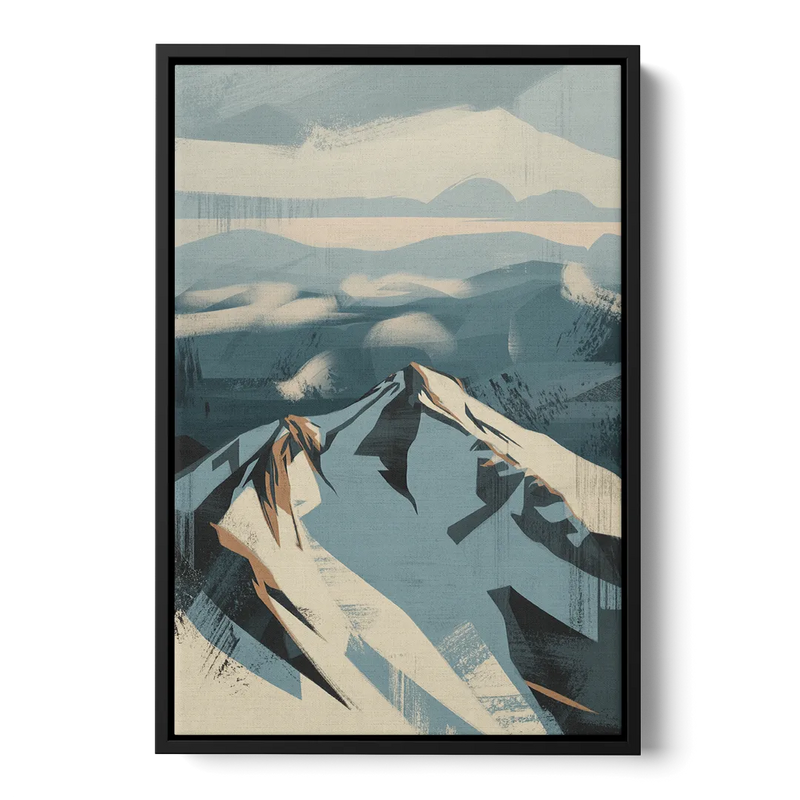 Grouse Mountain Snow View Front - Black Canvas Wall Art