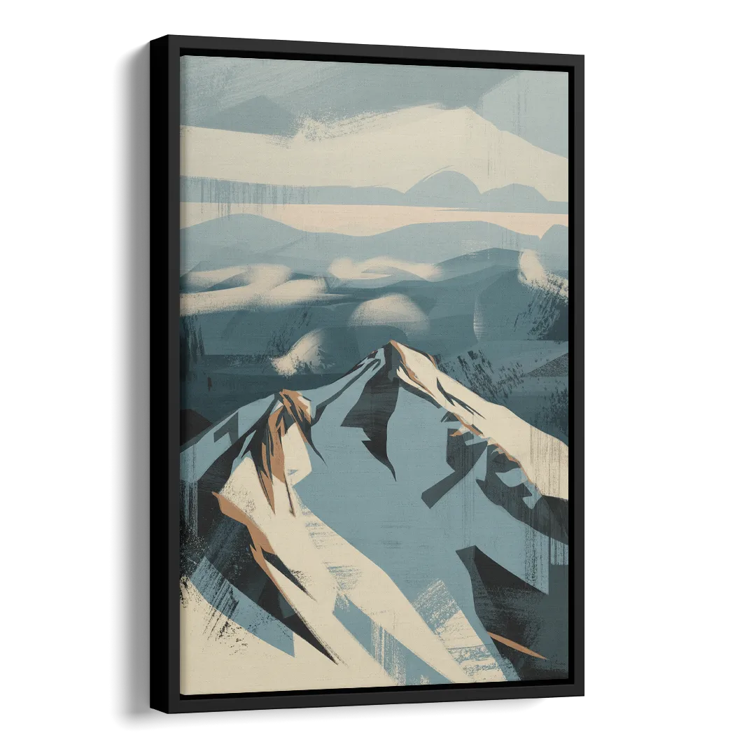 Grouse Mountain Snow View Side - Black Canvas Wall Art