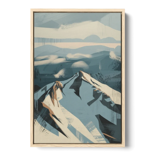 Grouse Mountain Snow View - Oak Framed Canvas Wall Art - Front