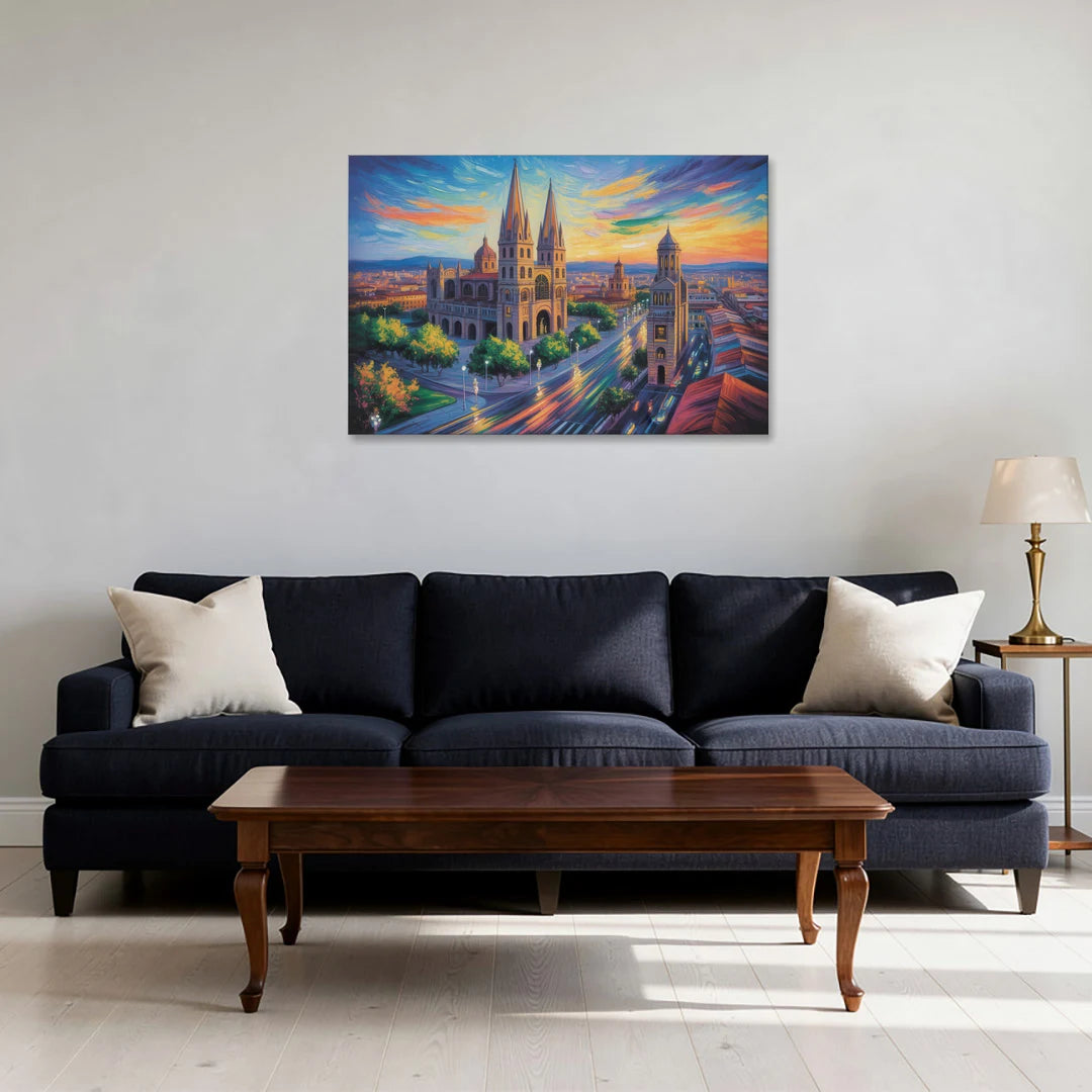 Guadalajara Cathedral - Canvas Wall Art - Sofa - 36x24