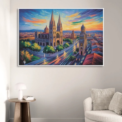 Guadalajara Cathedral Sitting Room - White Canvas Wall Art