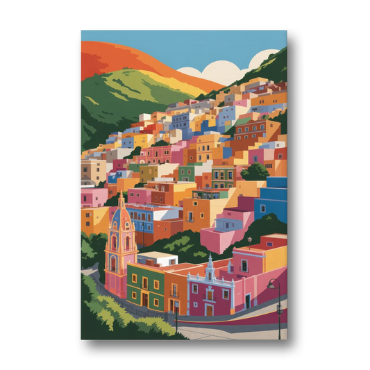 Guanajuato Colorful Hills - Canvas Wall Art - Front