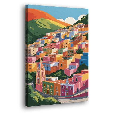 Guanajuato Colorful Hills - Canvas Wall Art - Side