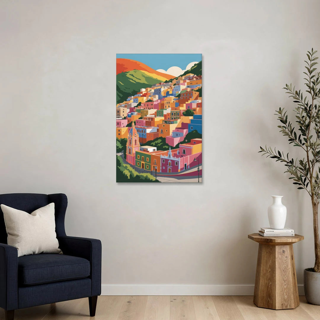 Guanajuato Colorful Hills - Canvas Wall Art - Sofa - 24x36