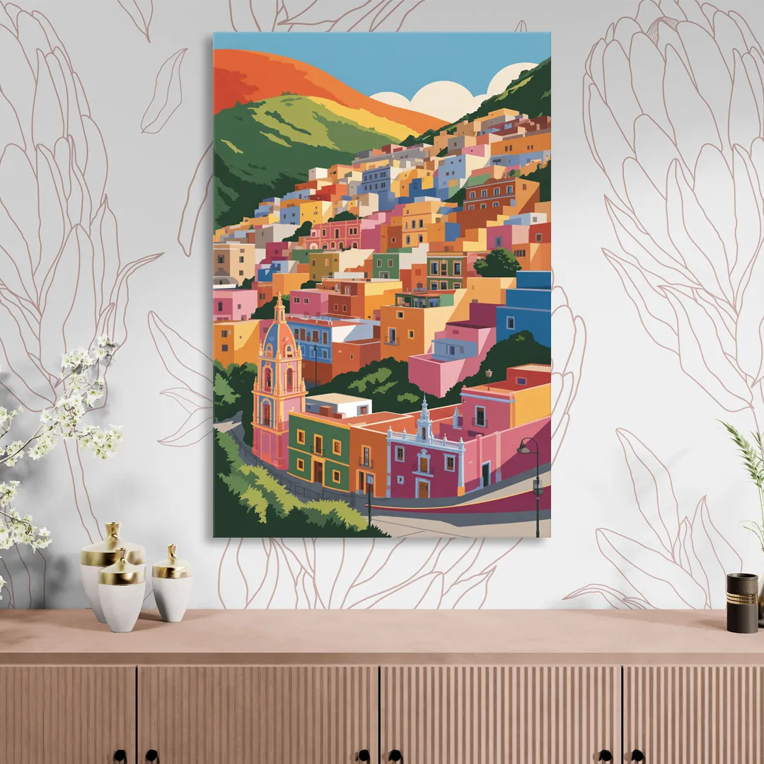 Guanajuato Colorful Hills Living Room - Canvas Wall Art