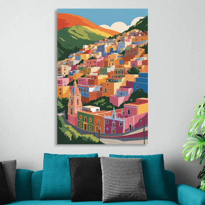 Guanajuato Colorful Hills Sitting Room - Canvas Wall Art