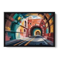 Guanajuato Tunnels - Black Framed Canvas Wall Art - Front