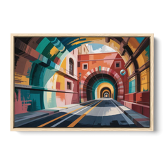 Guanajuato Tunnels - Oak Framed Canvas Wall Art - Front