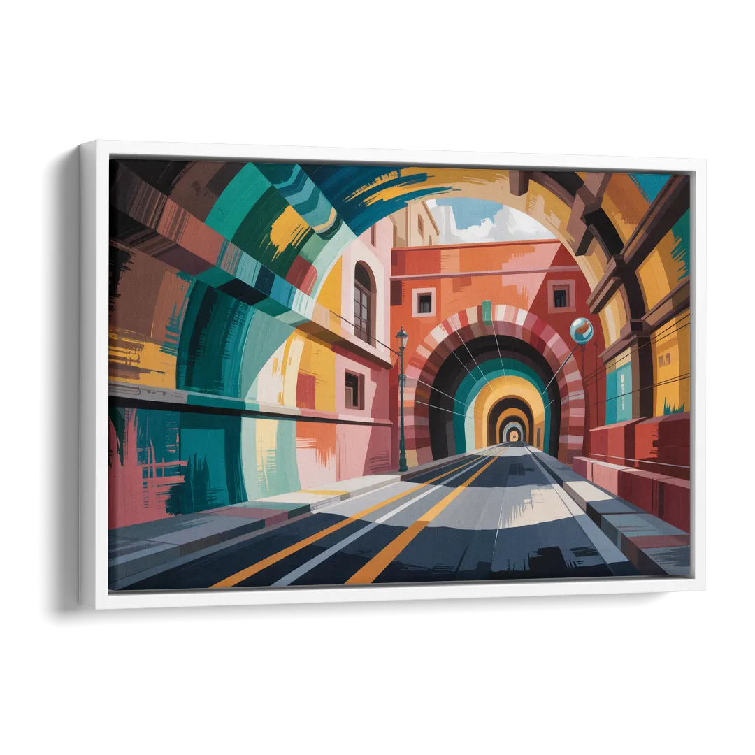 Guanajuato Tunnels Side - White Canvas Wall Art