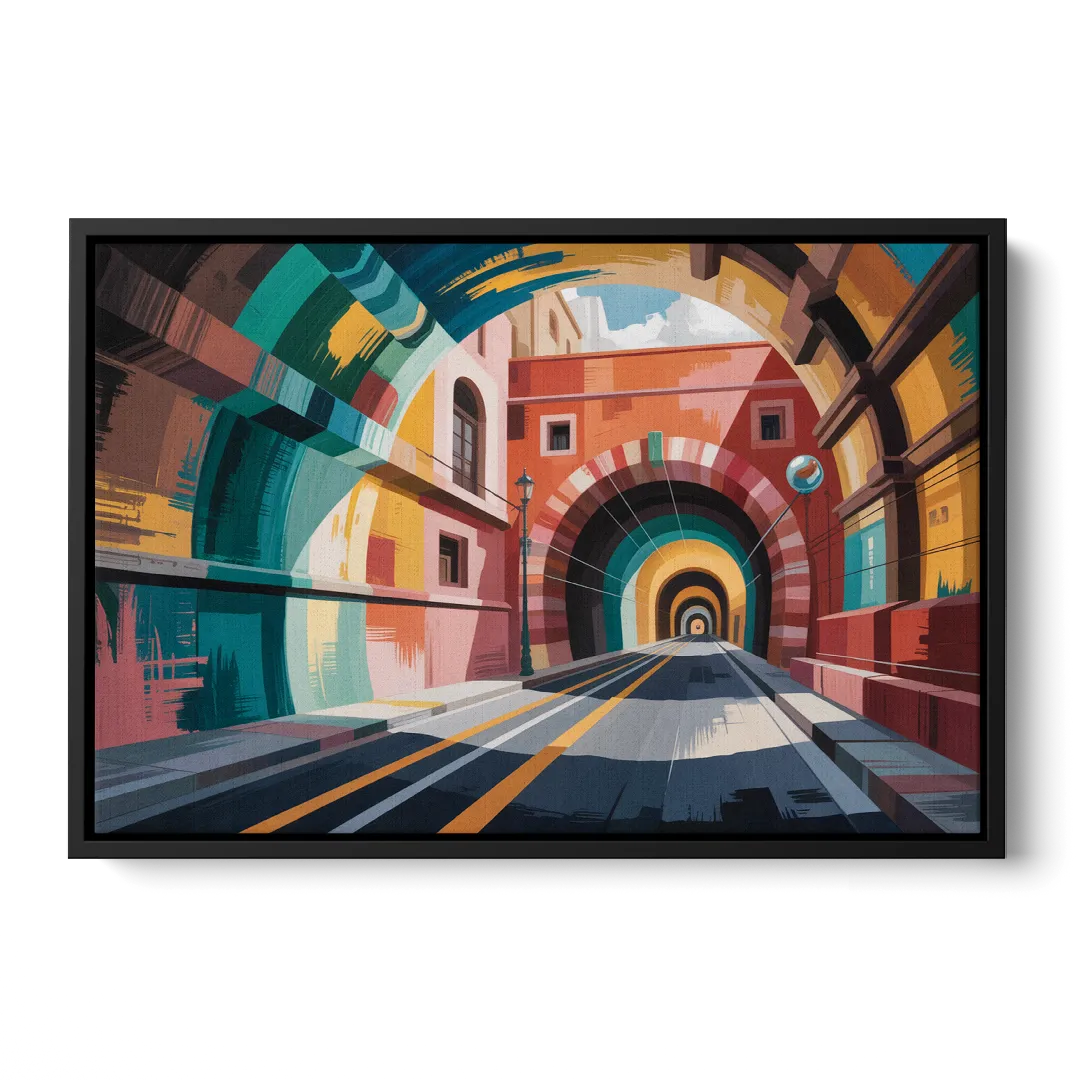 Guanajuato Tunnels Front - Black Canvas Wall Art