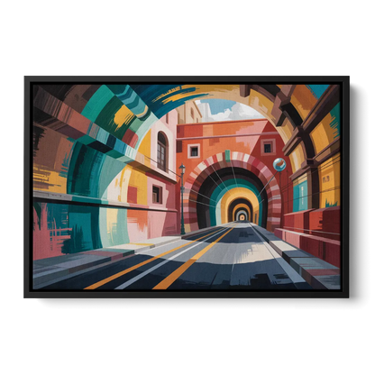 Guanajuato Tunnels Front - Black Canvas Wall Art