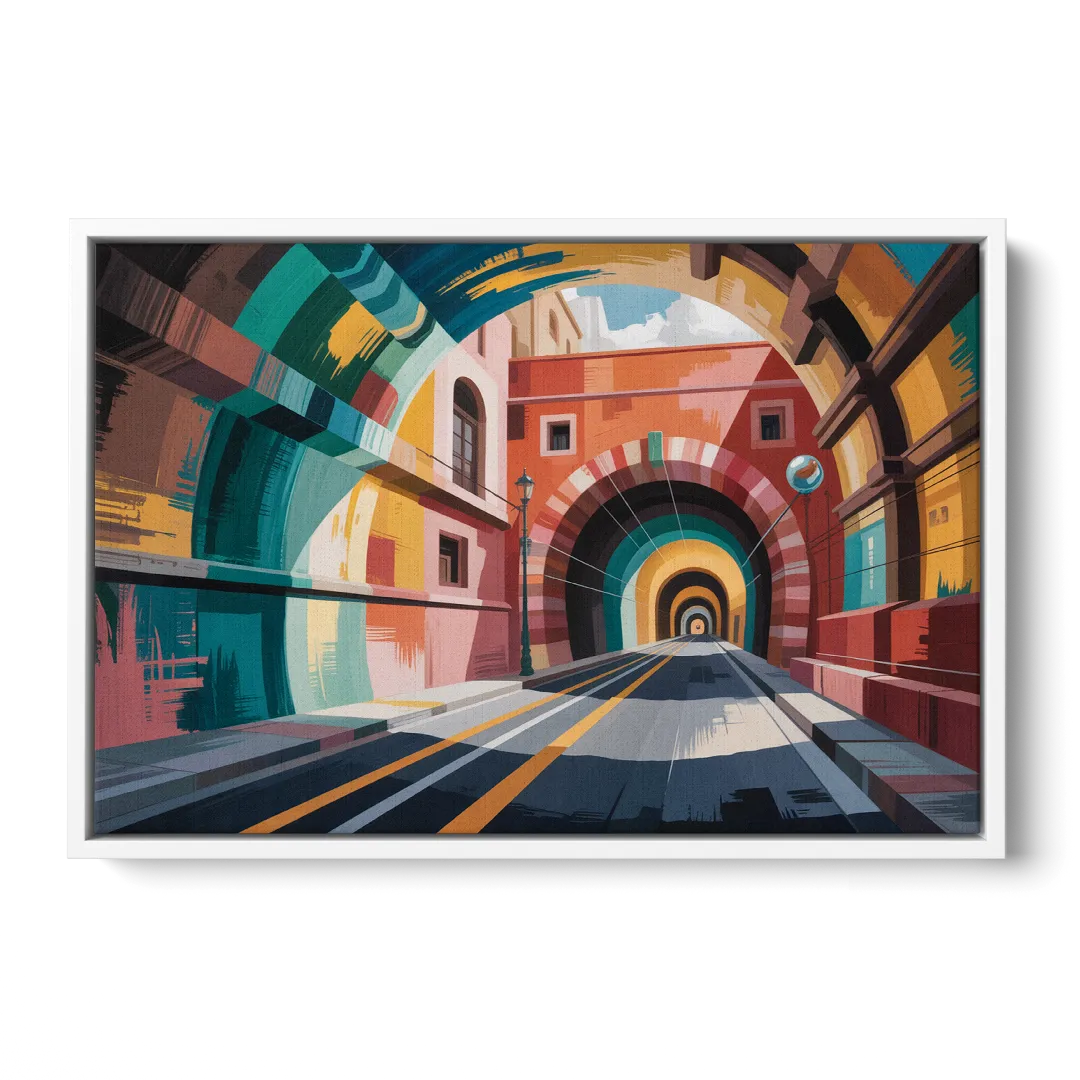 Guanajuato Tunnels Front - White Canvas Wall Art