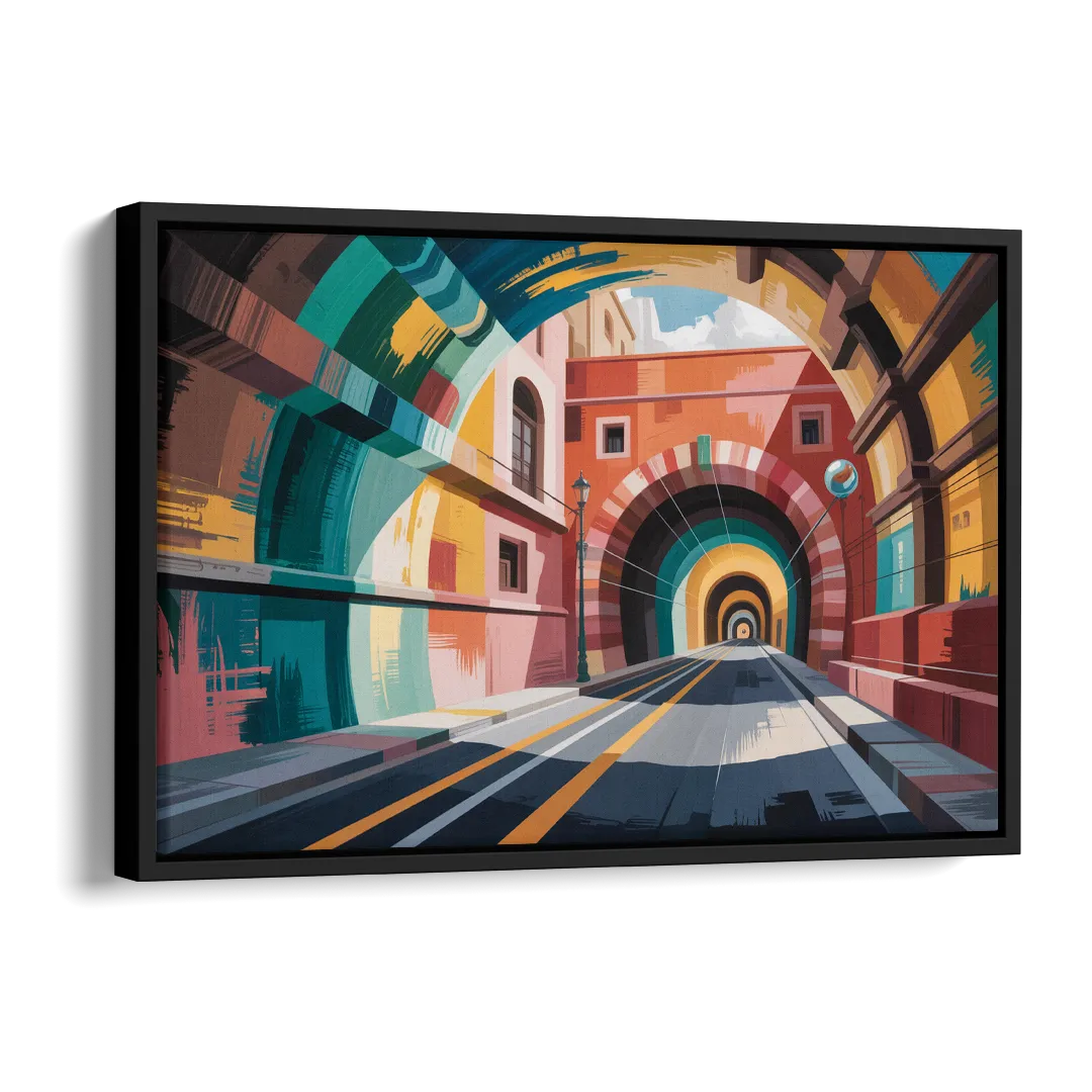 Guanajuato Tunnels Side - Black Canvas Wall Art