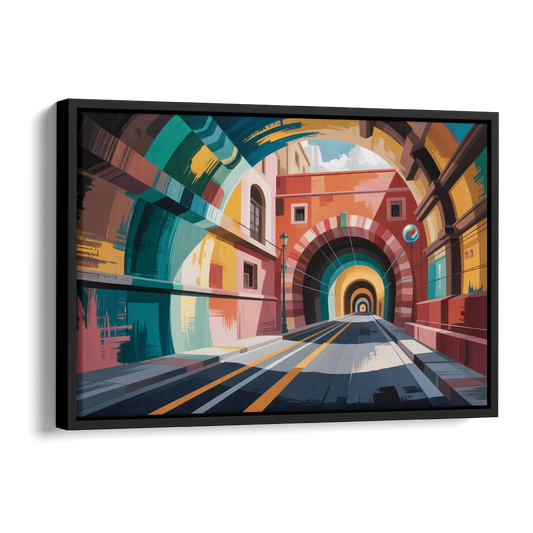 Guanajuato Tunnels Side - Black Canvas Wall Art