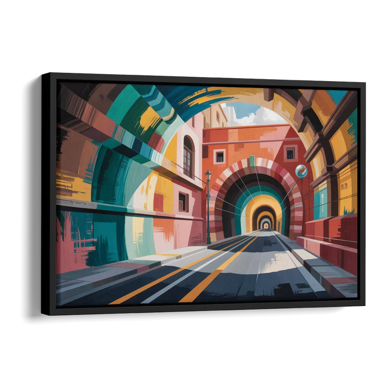 Guanajuato Tunnels Side - Black Canvas Wall Art