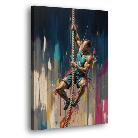 Gym Art Rope Climb Hand Over Hand - Canvas Wall Art - Side