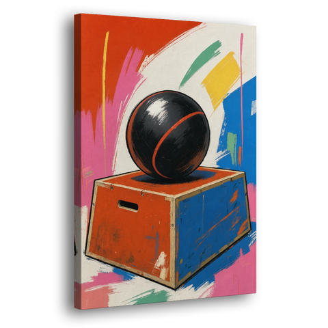 Gym Wall Art Medicine Ball on a Jump Box - Canvas Wall Art - Side
