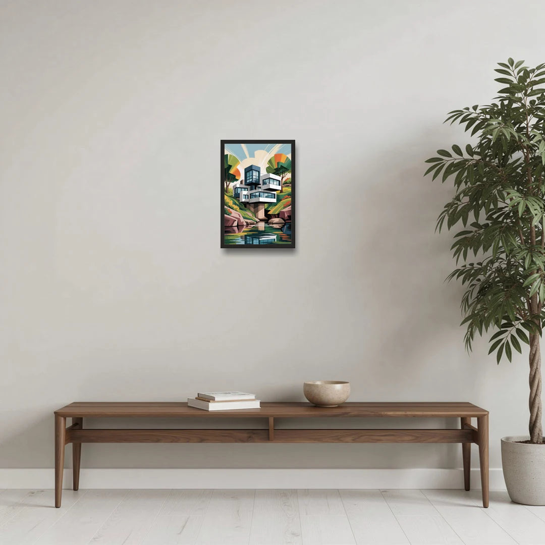 Habitat 67 Architecture - Black Framed Canvas Wall Art - Coffee Table - 12x18