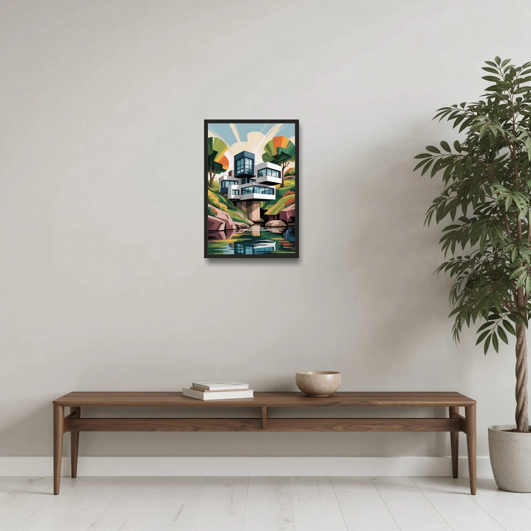 Habitat 67 Architecture - Black Framed Canvas Wall Art - Coffee Table - 16x24