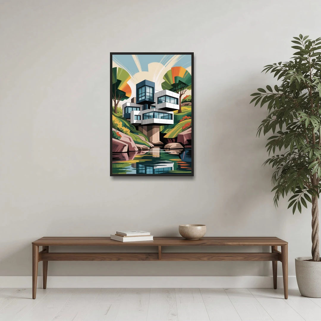 Habitat 67 Architecture - Black Framed Canvas Wall Art - Coffee Table - 24x36