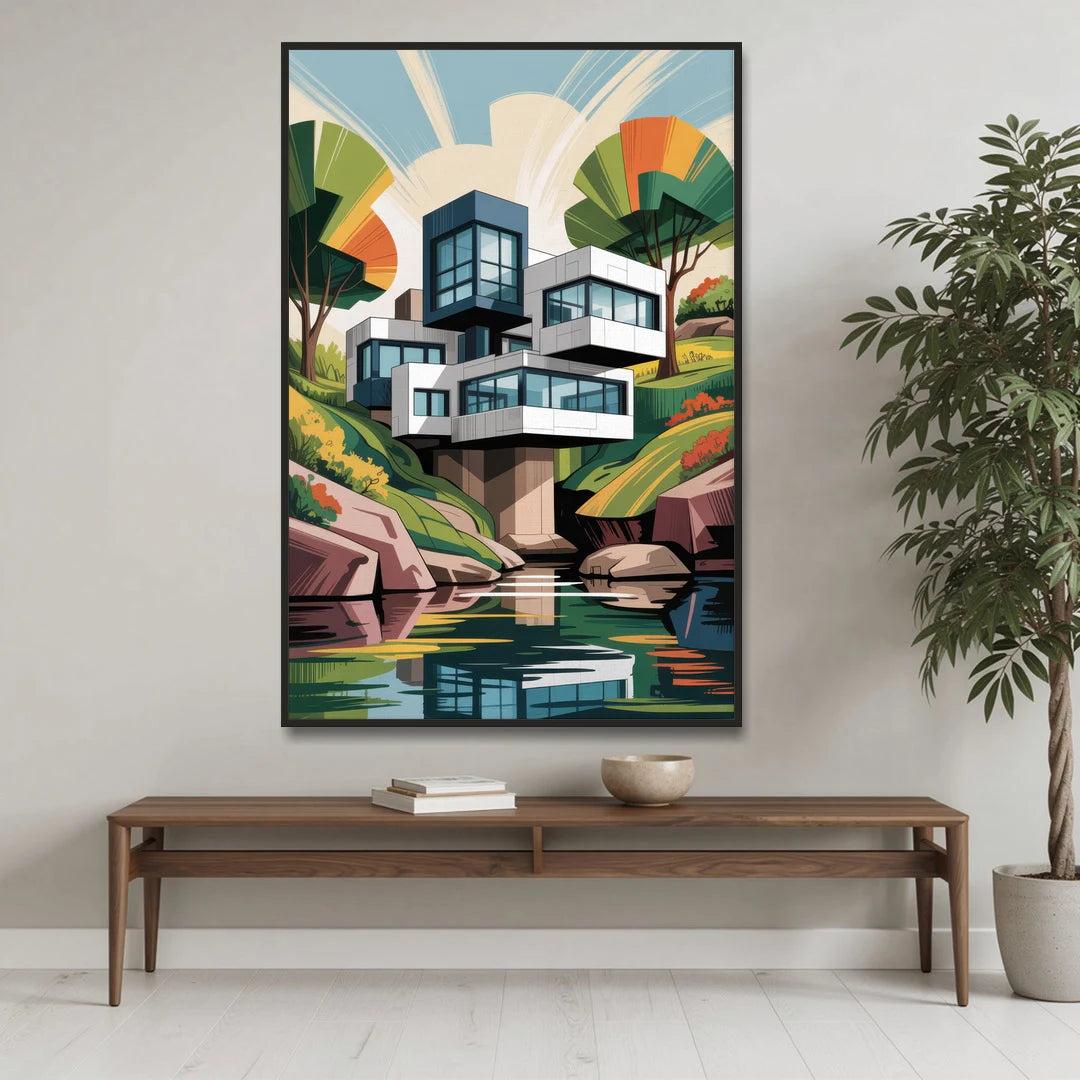 Habitat 67 Architecture - Black Framed Canvas Wall Art - Coffee Table - 40x60