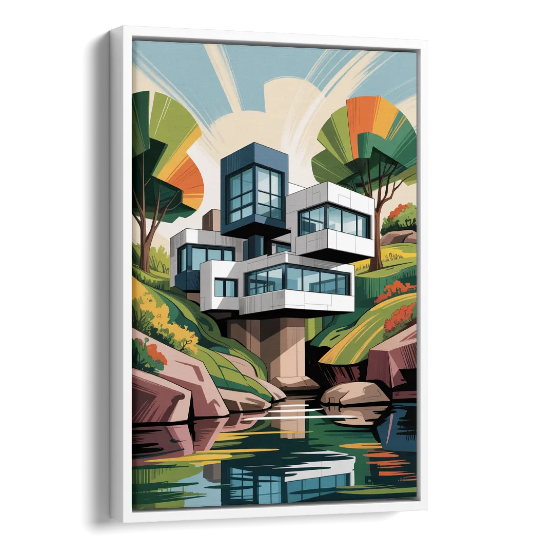 Habitat 67 Architecture Side - White Canvas Wall Art