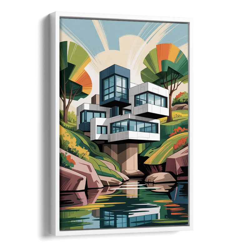 Habitat 67 Architecture Side - White Canvas Wall Art