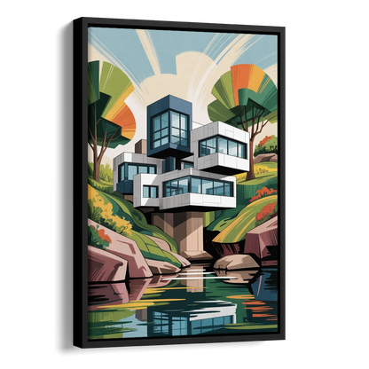 Habitat 67 Architecture Side - Black Canvas Wall Art