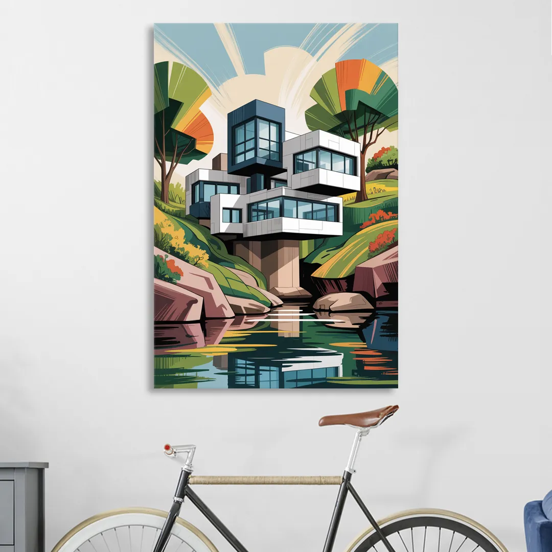 Habitat 67 Architecture Living Room - Canvas Wall Art