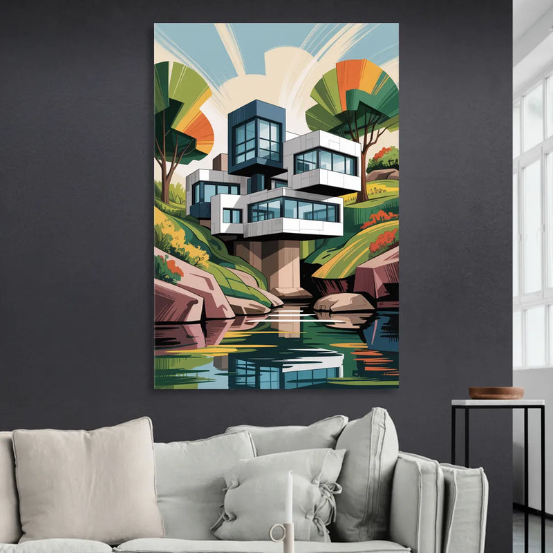 Habitat 67 Architecture Sitting Room - Canvas Wall Art