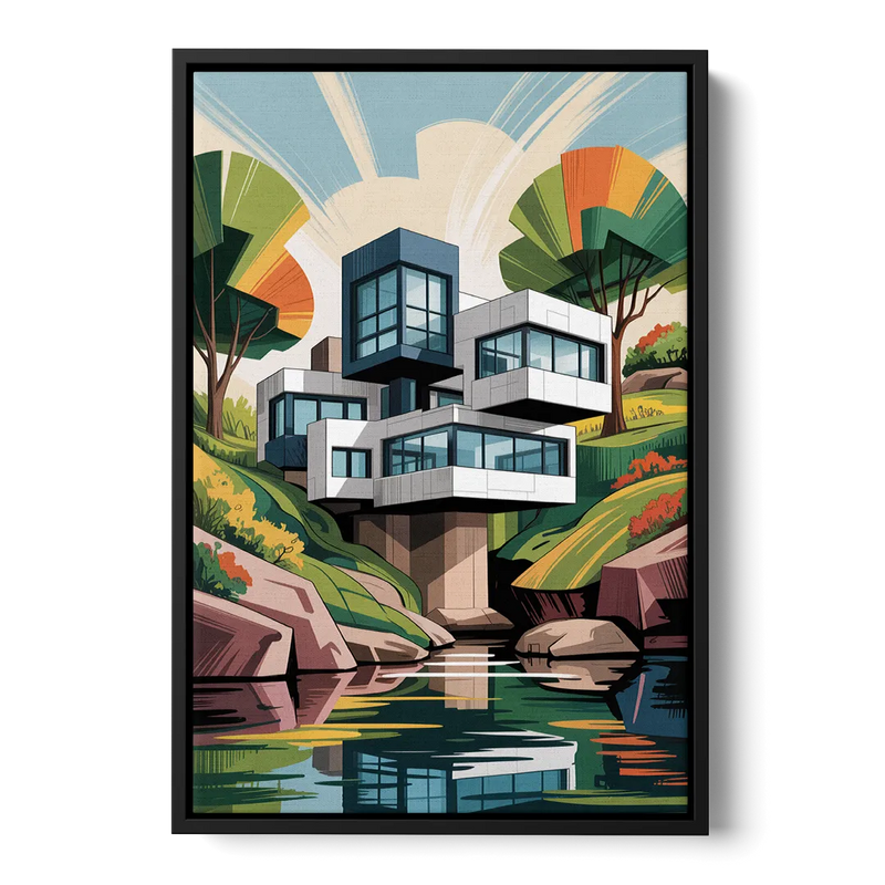 Habitat 67 Architecture Front - Black Canvas Wall Art