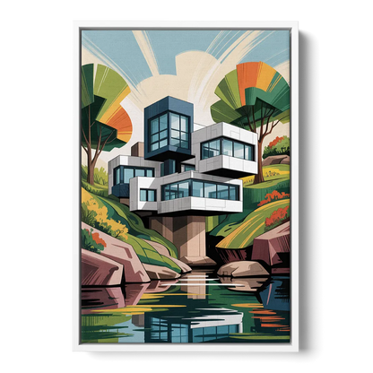 Habitat 67 Architecture Front - White Canvas Wall Art