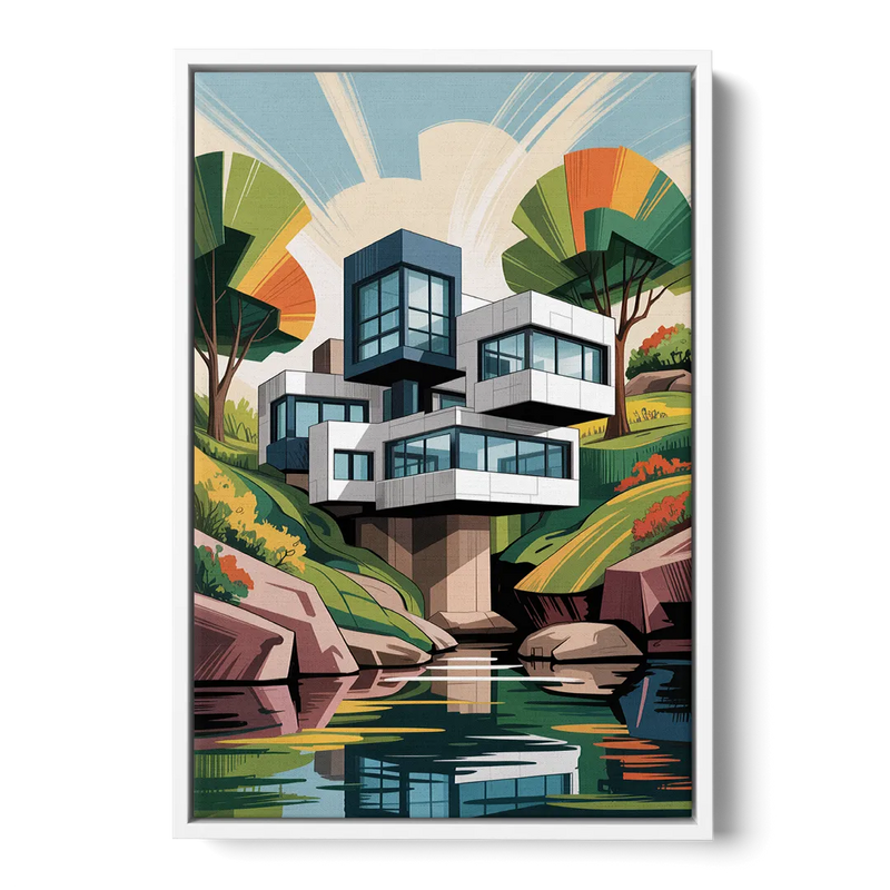 Habitat 67 Architecture Front - White Canvas Wall Art