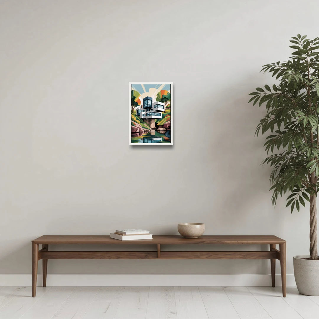 Habitat 67 Architecture - White Framed Canvas Wall Art - Coffee Table - 12x18