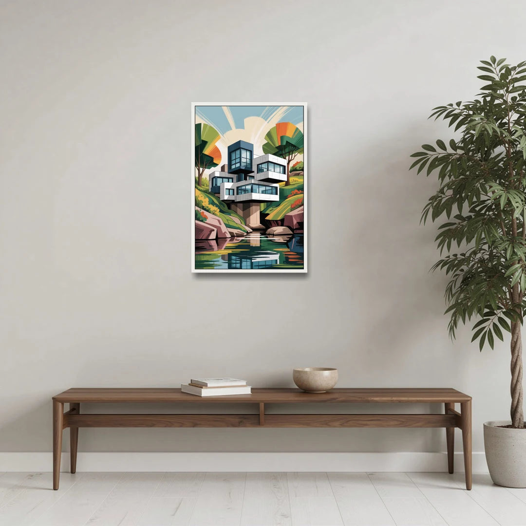 Habitat 67 Architecture - White Framed Canvas Wall Art - Coffee Table - 20x30