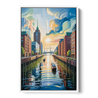 HafenCity Horizon Front - White Canvas Wall Art