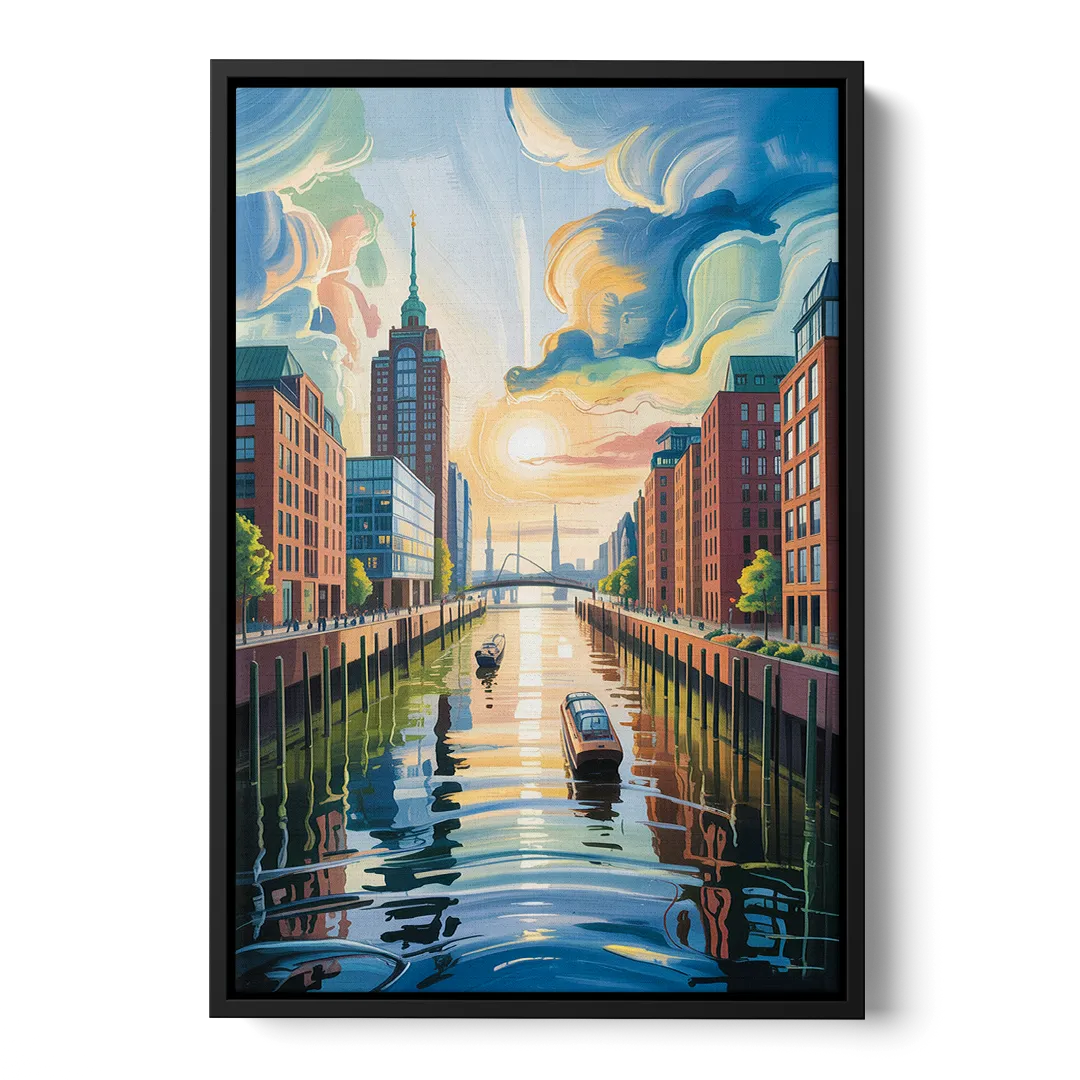 HafenCity Horizon Front - Black Canvas Wall Art