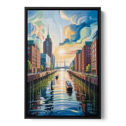 HafenCity Horizon Front - Black Canvas Wall Art