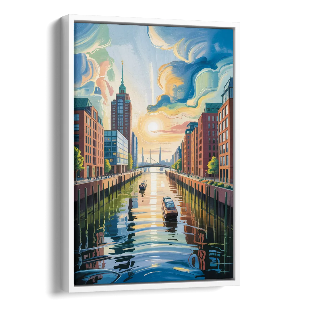 HafenCity Horizon Side - White Canvas Wall Art