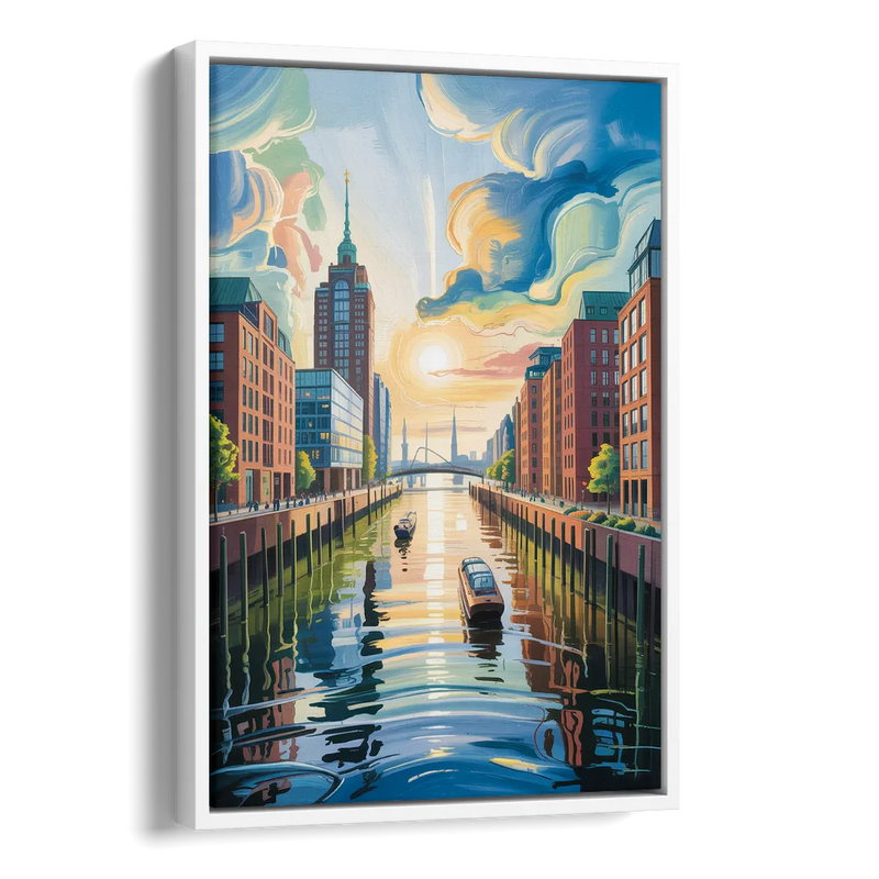 HafenCity Horizon Side - White Canvas Wall Art
