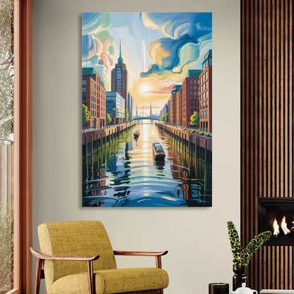 HafenCity Horizon Living Room - Canvas Wall Art