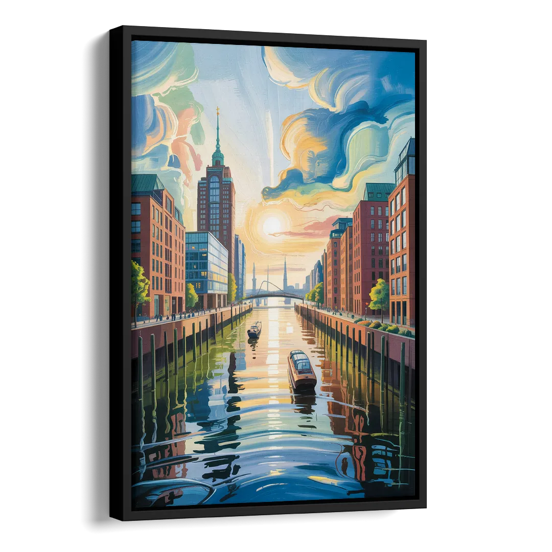 HafenCity Horizon Side - Black Canvas Wall Art
