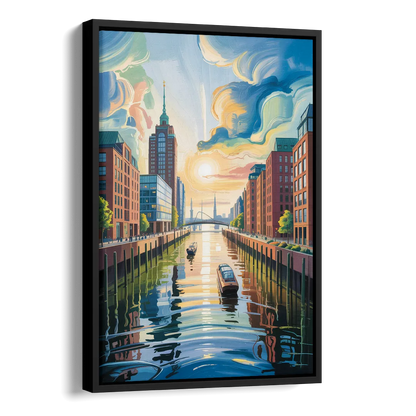 HafenCity Horizon Side - Black Canvas Wall Art