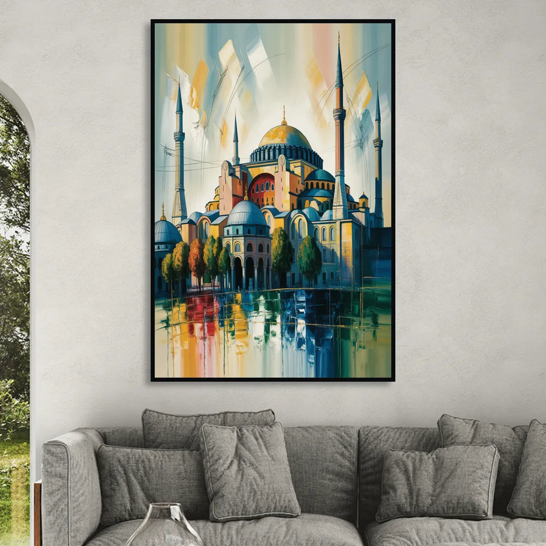 Hagia Sophia Splendor Sitting Room - Black Canvas Wall Art