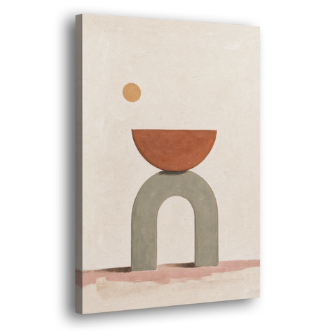 Half Moon Wall Art Balanced on a Sage Arch - Canvas Wall Art - Side