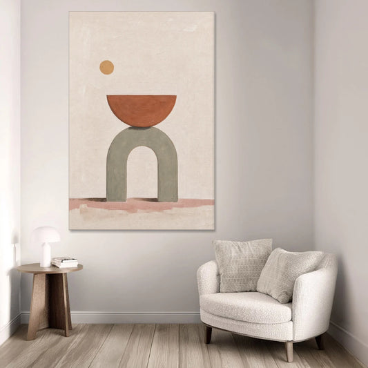 Half Moon Wall Art Balanced on a Sage Arch - Canvas Wall Art - Sofa - 40x60