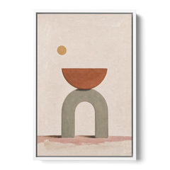 Half Moon Wall Art Balanced on a Sage Arch - White Framed Canvas Wall Art - Front